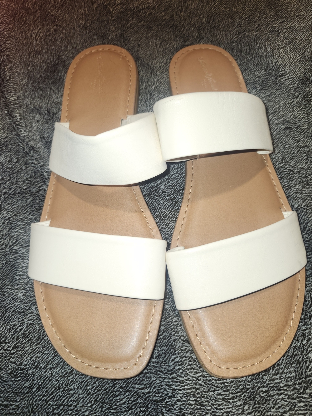 Target Women’s White Double-Strap Slide Sandals with Tan Footbed